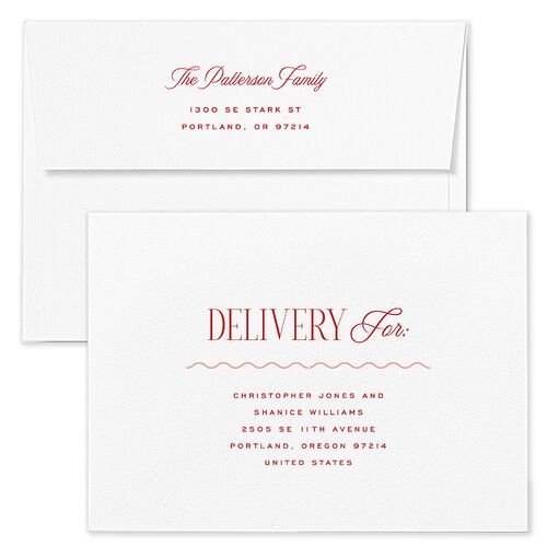 Most Wonderful Greeting Holiday Card Envelopes Blue Ruby Both Recipient and Return Addresses Standard Signature