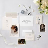 Monogram Arch Foil Wedding Invitations Gold Champagne Signature Blank Arch No
