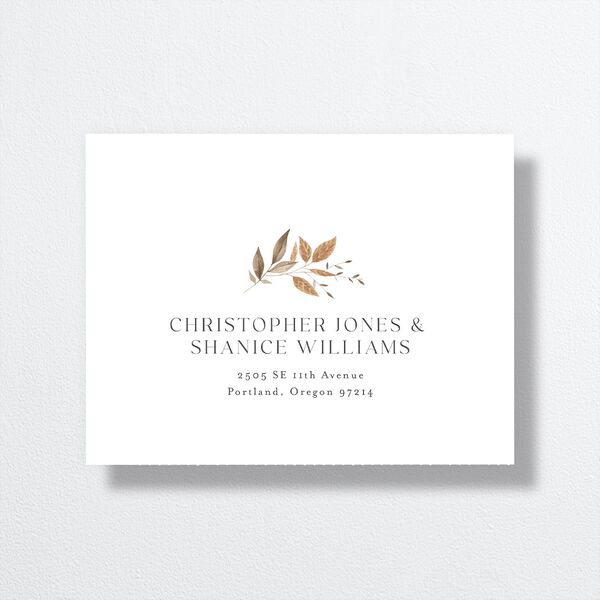 Leafy Rustic Monogram All-in-One Wedding Invitations Cotton Signature Light Both Recipient and Return Addresses No