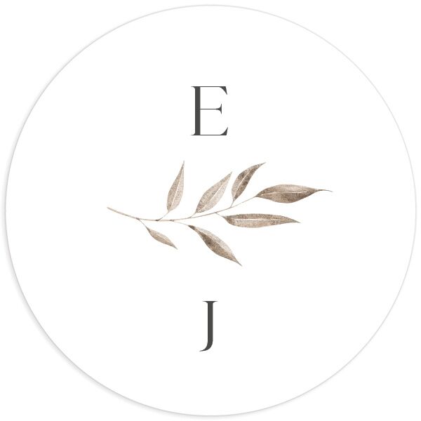 Leafy Rustic Monogram Wedding Stickers