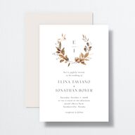 Leafy Rustic Monogram Wedding Invitations Cotton Signature No