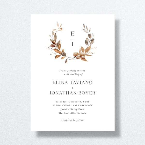 Leafy Rustic Monogram Wedding Invitations Cotton Signature No