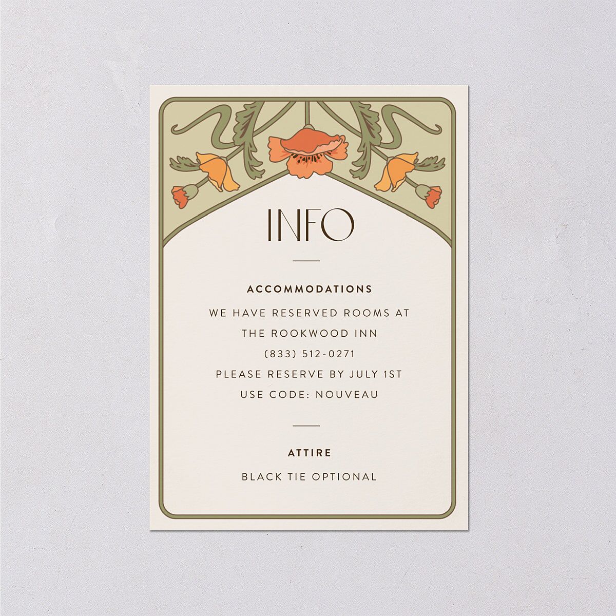 Vintage Nouveau Wedding Enclosure Cards — view 1