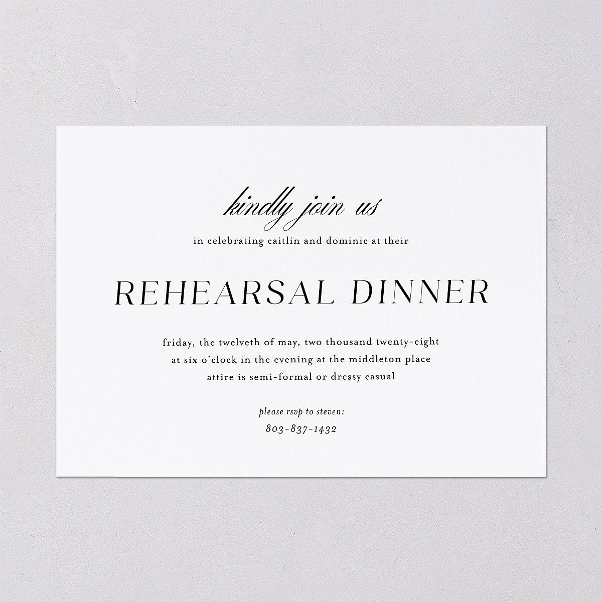 Classic Flourish Rehearsal Dinner Invitations — view 2