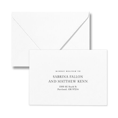 Elegant Botanical Initials Response Card Euro Envelopes Pure White White Return Address Luxe
