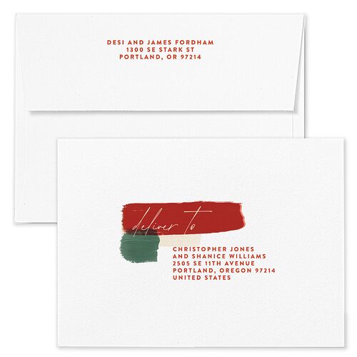 Baby's First Kwanza Painted Watercolor Holiday Card Envelopes White Red Clay Both Recipient and Return Addresses Standard Signature