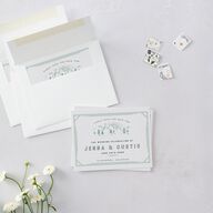 Iconic Mountain Save the Date Petite Cards Dark Green Signature smooth Blank No Standard