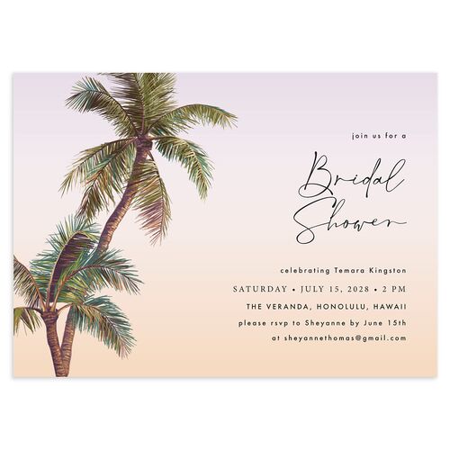 Breezy Palm Trees Bridal Shower Invitations Sheer Lilac Signature Blank Standard
