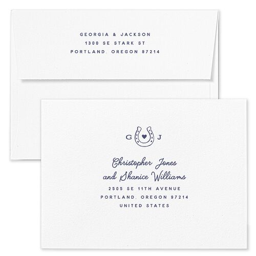 Western I Do BBQ Save The Date Card Envelopes Terracotta Midnight Navy Recipient Address Signature Standard