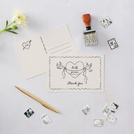 Vintage Lovebird Banner Thank You Postcards Linen