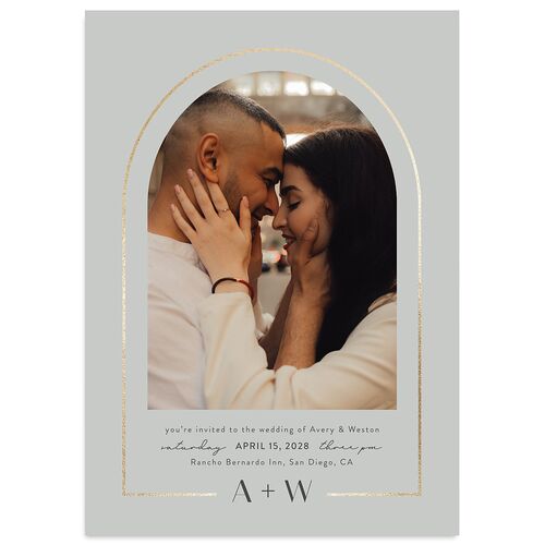 Monogram Arch Foil Wedding Invitations Gold Slate Signature Blank Standard No