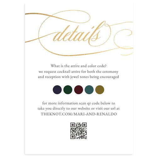 Polished Photo Foil Wedding Event Detail Cards Licorice Gold Signature Standard