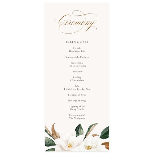 Southern Magnolia Wedding Programs Mist Signature