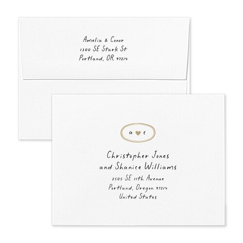 Handwritten Photo Faux Postcard Save the Date Magnet Envelopes White Sand Both Recipient and Return Addresses Signature Standard