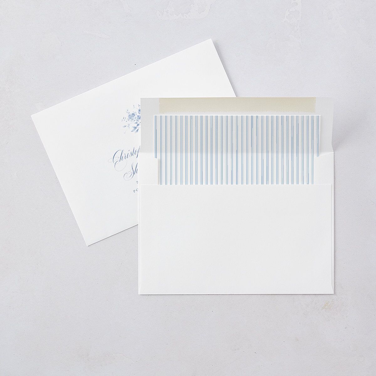 Vintage Florals Wedding Invitations Regency Blue Signature Blank No Standard