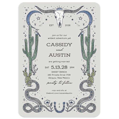 Southwestern Nouveau Wedding Invitations Midnight Navy Signature Blank No Rounded