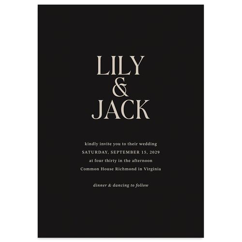 Elegant Minimalist Wedding Invitations Midnight Signature Blank No Standard
