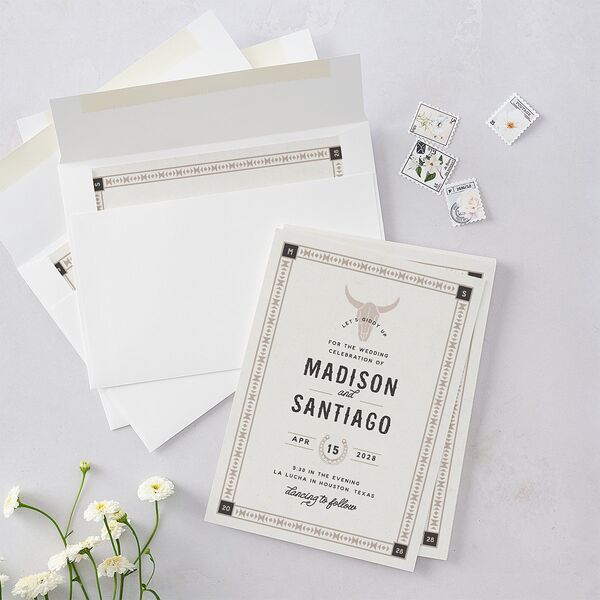 Hitched in Texas Wedding Invitations Charcoal Signature Blank No Standard