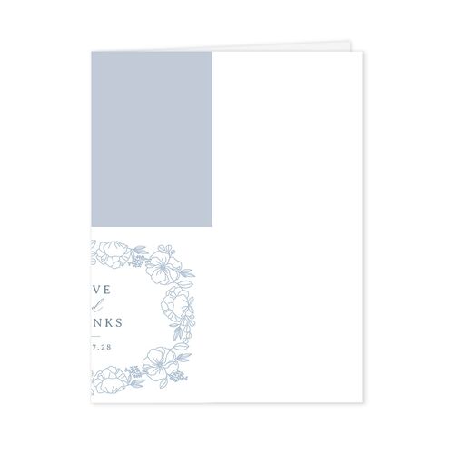 Floral Border Thank You Cards Dusty Blue