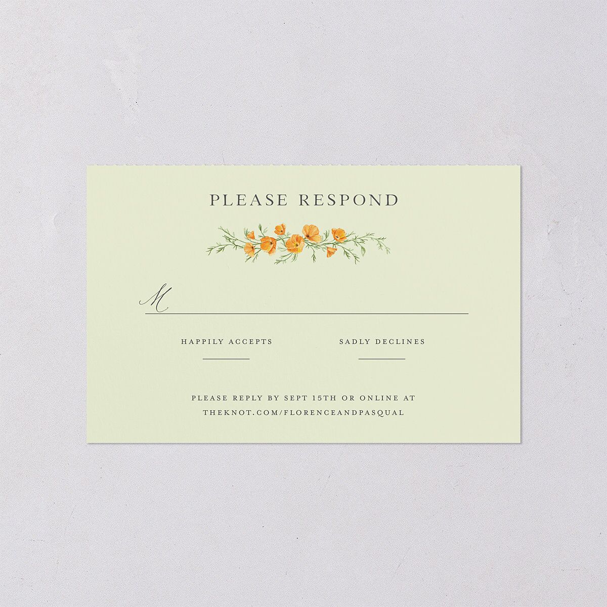 Scenic San Francisco All-in-One Wedding Invitations Daffodil Signature Light Both Recipient and Return Addresses No