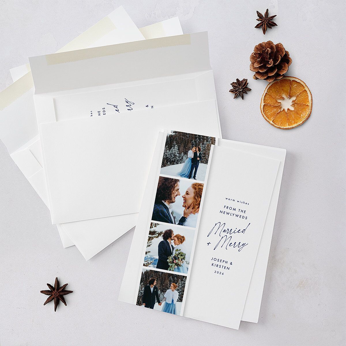 Merry Photobooth Holiday Cards Stream Signature Blank Standard Portrait