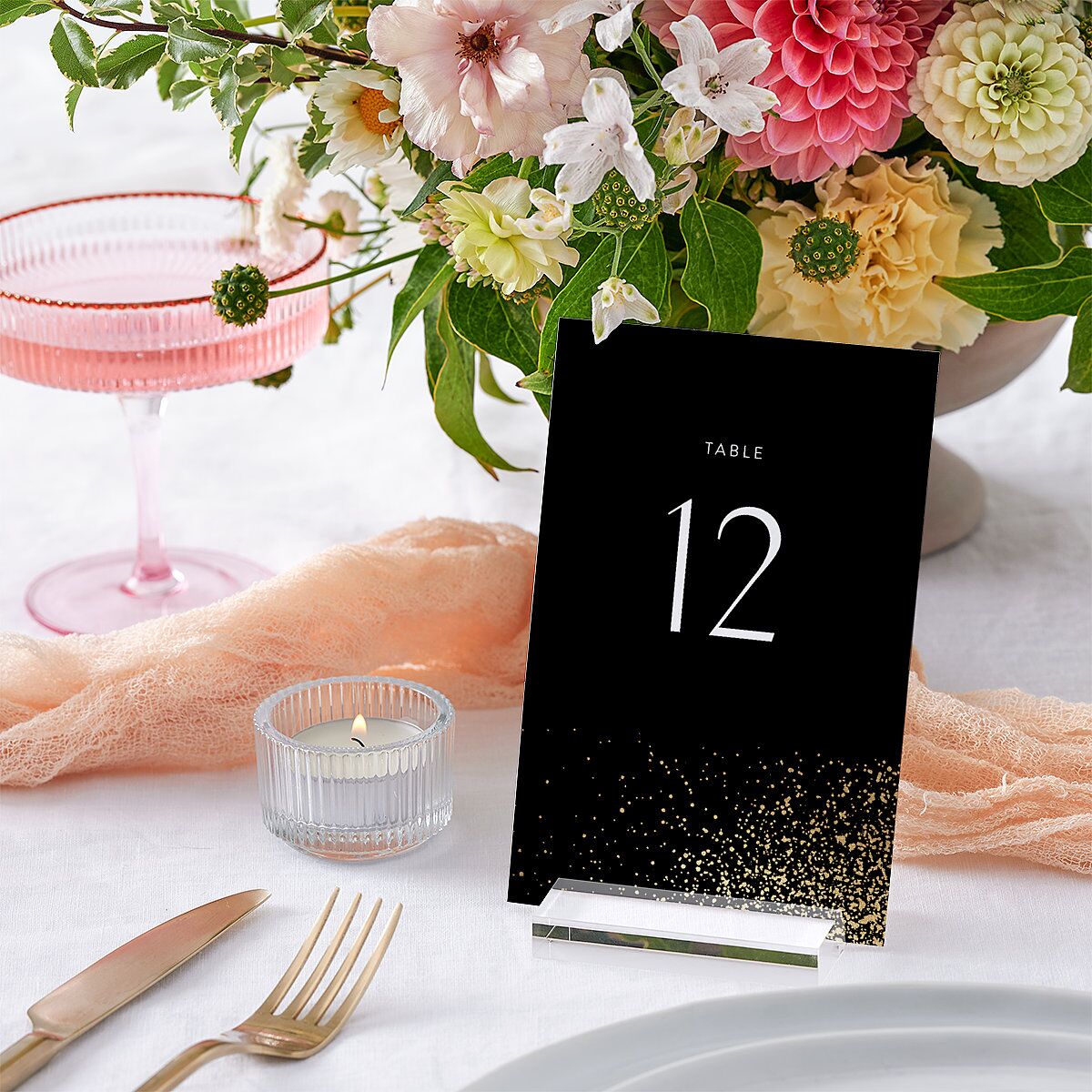 Shimmering Frame Table Numbers Gold Licorice Signature