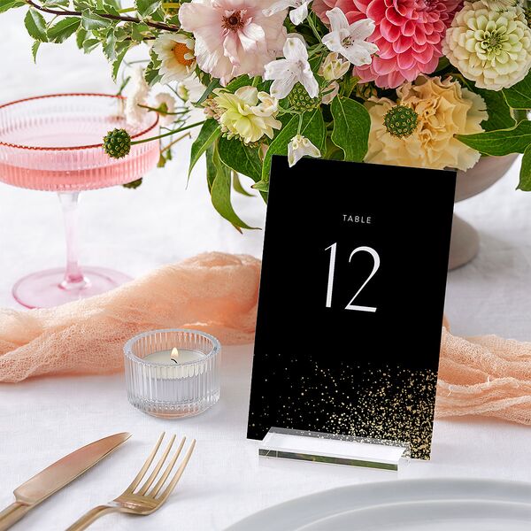 Shimmering Frame Table Numbers Gold Licorice Signature