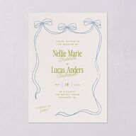 Modern Delicate Bows Wedding Invitations Peridot Signature Blank Standard No