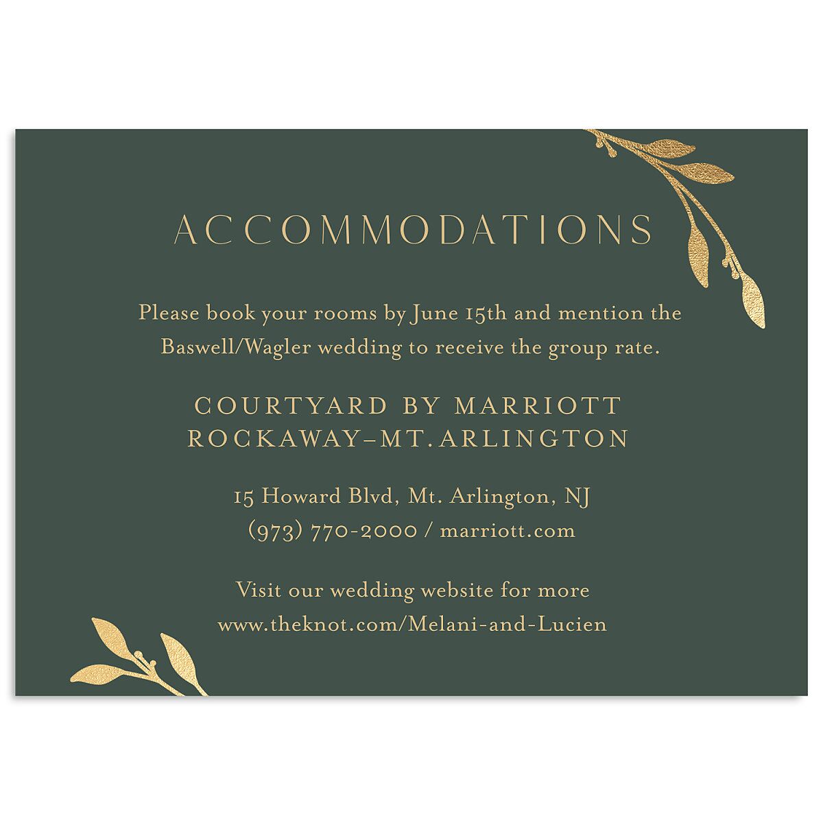 Gilded Sprigs Foil Wedding Enclosure Cards