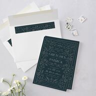 Ornate Storybook Wedding Invitations Dark Emerald Signature Blank No