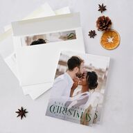 Married Christmas Holiday Cards Hunter Green Signature Blank Portrait  Standard