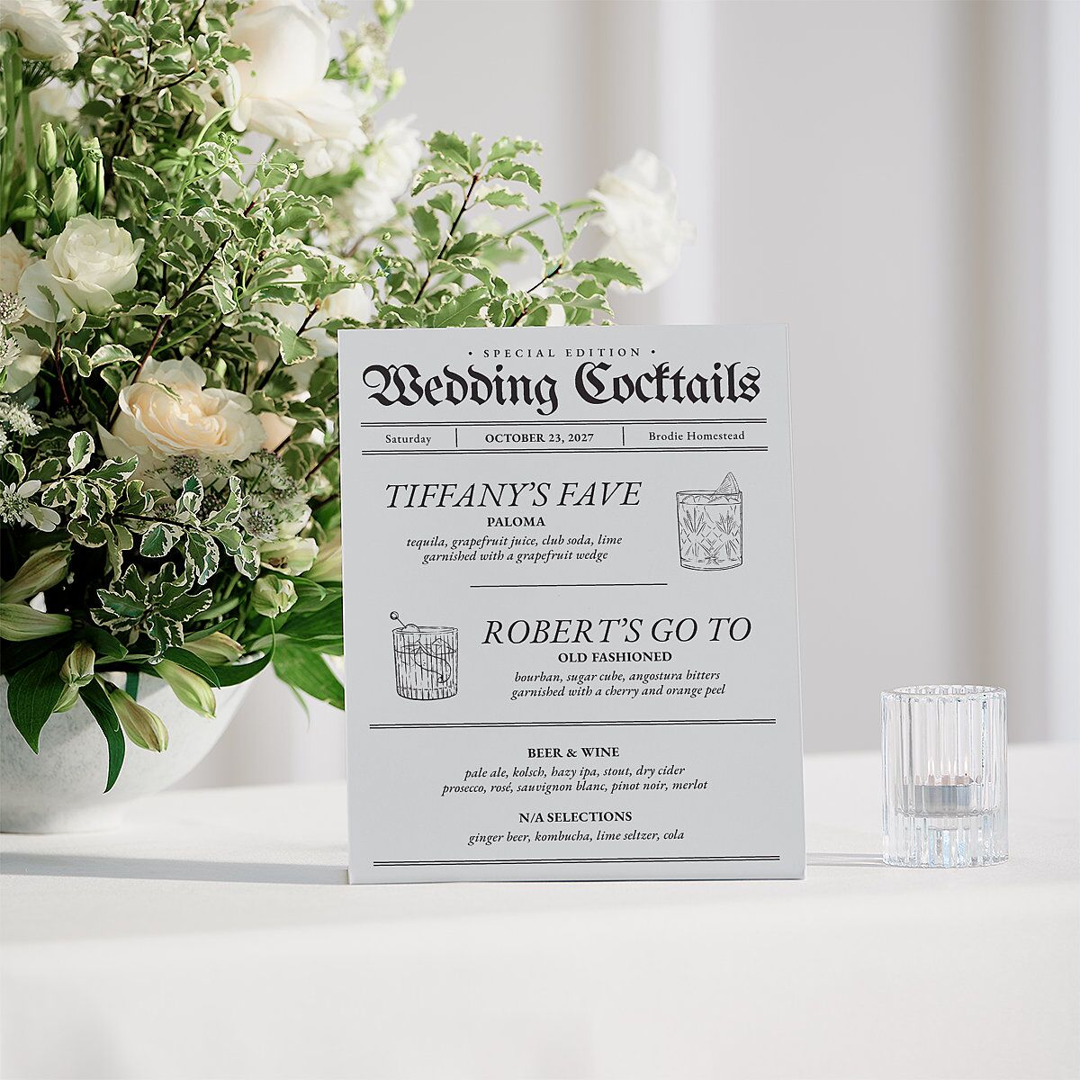 Newspaper Bended Tabletop Sign X-small Pure White Standard Plastic XS Tabletop Table