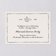 Vintage Lovebird Banner Rehearsal Dinner Invitations Linen Signature Blank Standard