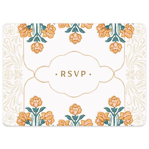 Indian Botanical Blooms Wedding Response Cards Daffodil Signature Rounded