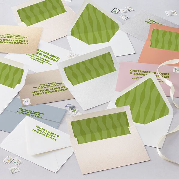 Retro Modern QR Code Save the Date Cards Greenery Signature smooth Blank No Standard