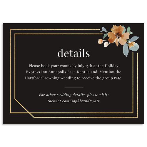 Floral Frame Foil Wedding Event Detail Cards Gold Midnight Signature Standard