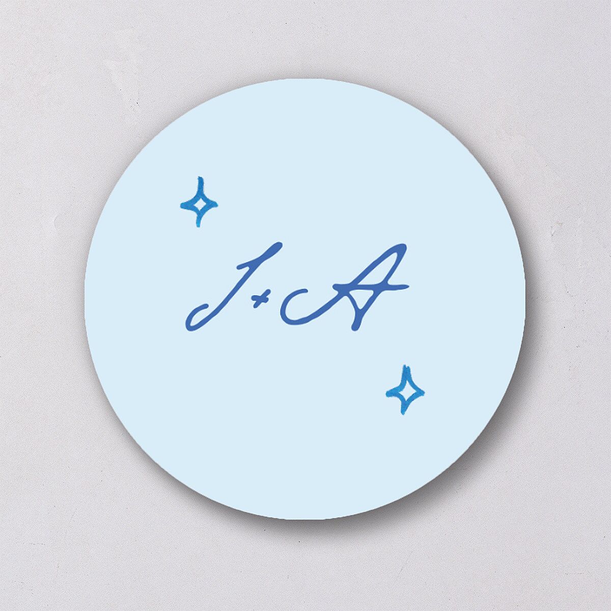 Hand Drawn Cake Wedding Stickers French Blue Circle