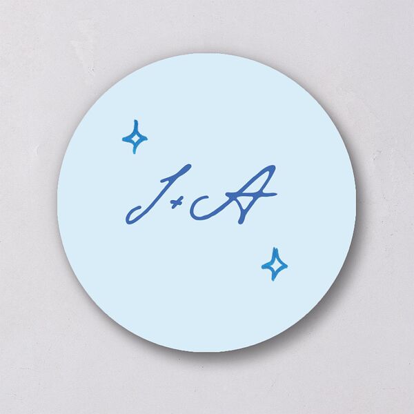 Hand Drawn Cake Wedding Stickers French Blue Circle