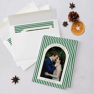 Classic Holiday Stripes Holiday Cards Jewel Green Signature Blank Portrait  Standard
