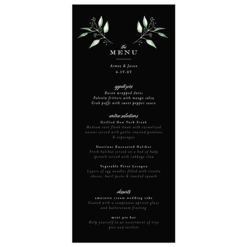 Lush Greenery Menus Midnight Signature