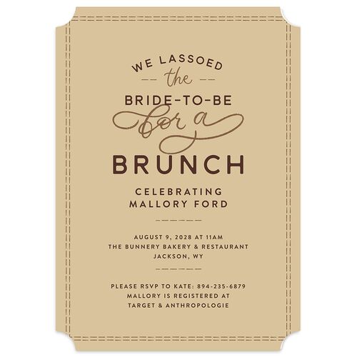 Western Denim Bridal Shower Invitations Tan Signature Blank Ticket