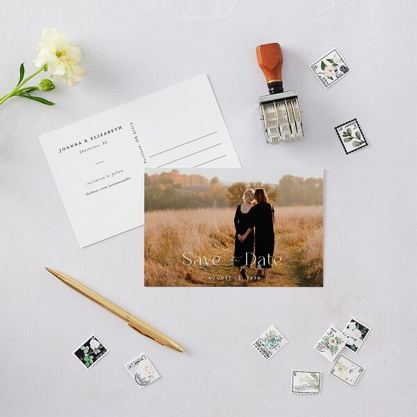 Refined Save The Date Postcards Pure White Postcard