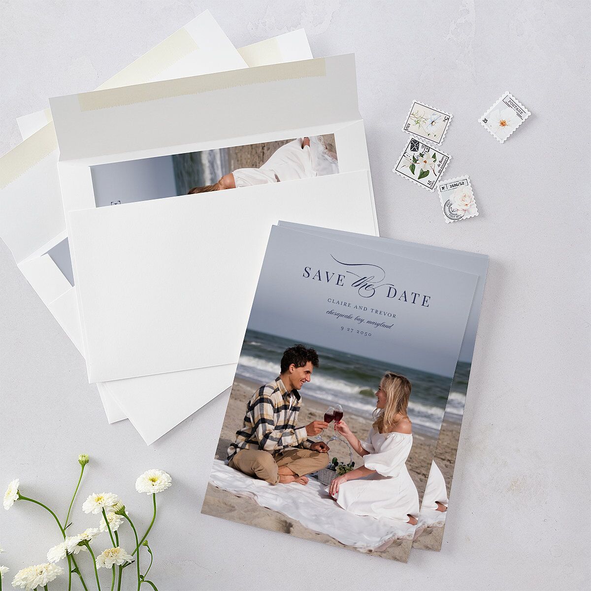 Elegant Lighthouse Save The Date Cards — view 5