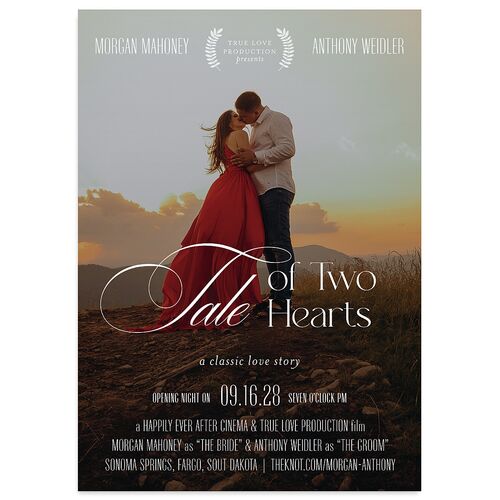 Romantic Movie Poster Wedding Invitations Jewel Red Signature Blank No
