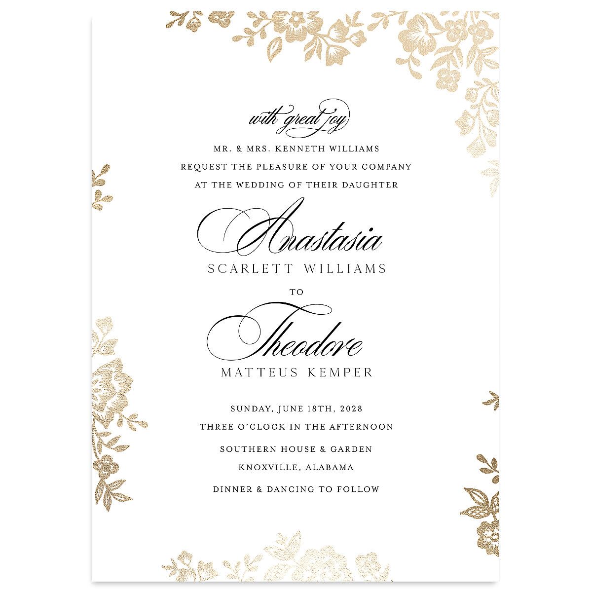 Foil Lace Wedding Invitations