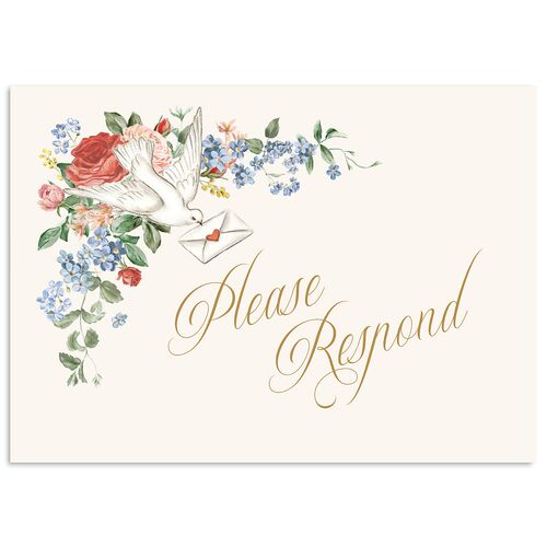 Vintage Love Doves Wedding Response Cards Baby Blue Signature Standard