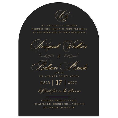 Vintage Flourish Wedding Invitations Charcoal Signature Blank No Arch