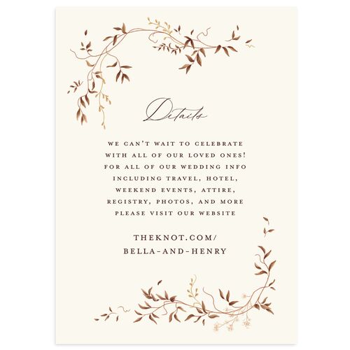Dainty Fairytale Greenery Wedding Event Detail Cards Deep Bronze Signature Standard