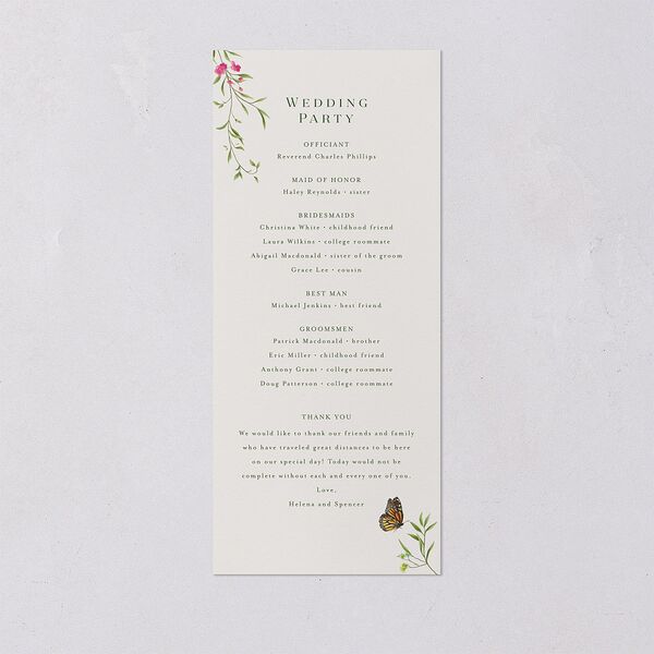 Rustic Butterflies Wedding Programs Scottish Green Signature