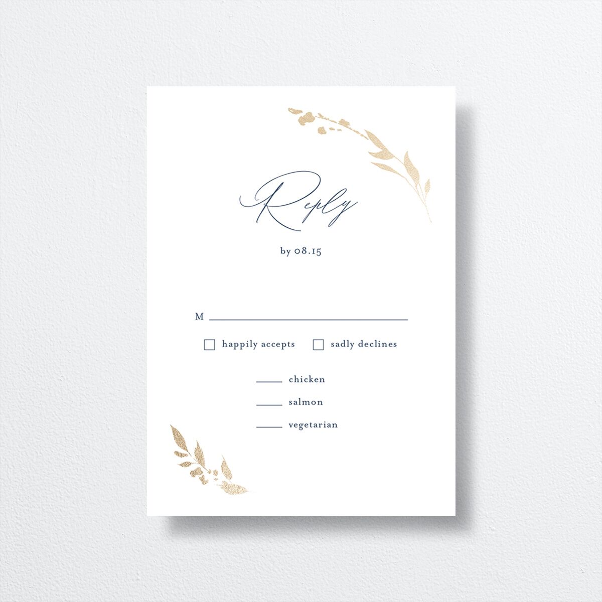 Stefana Crowns Wedding Response Cards front in blue